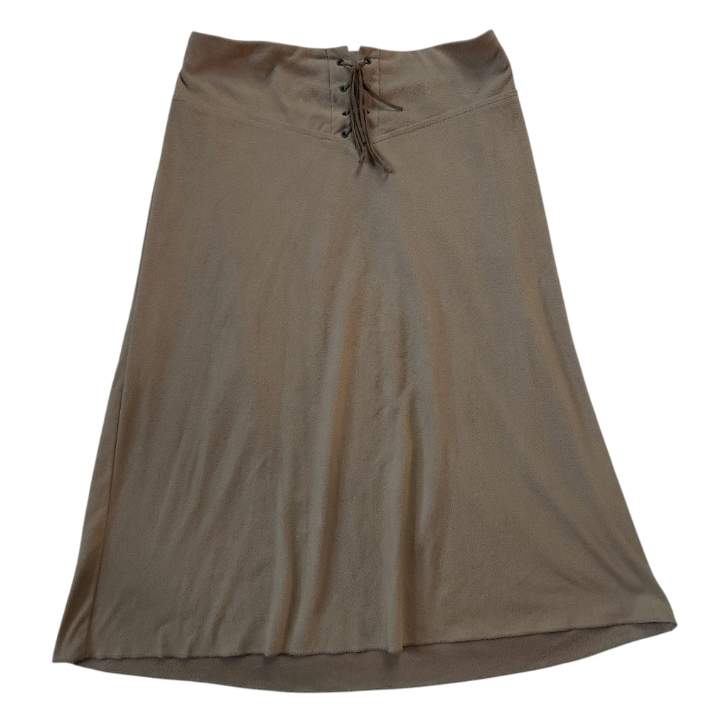 Vintage Just Kidding Lace Up Brown Skirt Made In USA